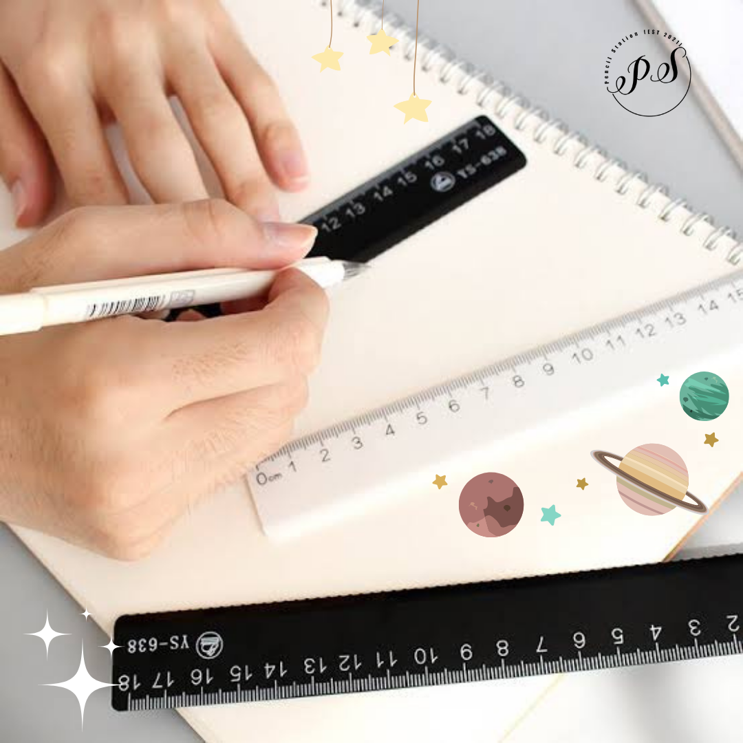 15cm Black & White Straight Ruler