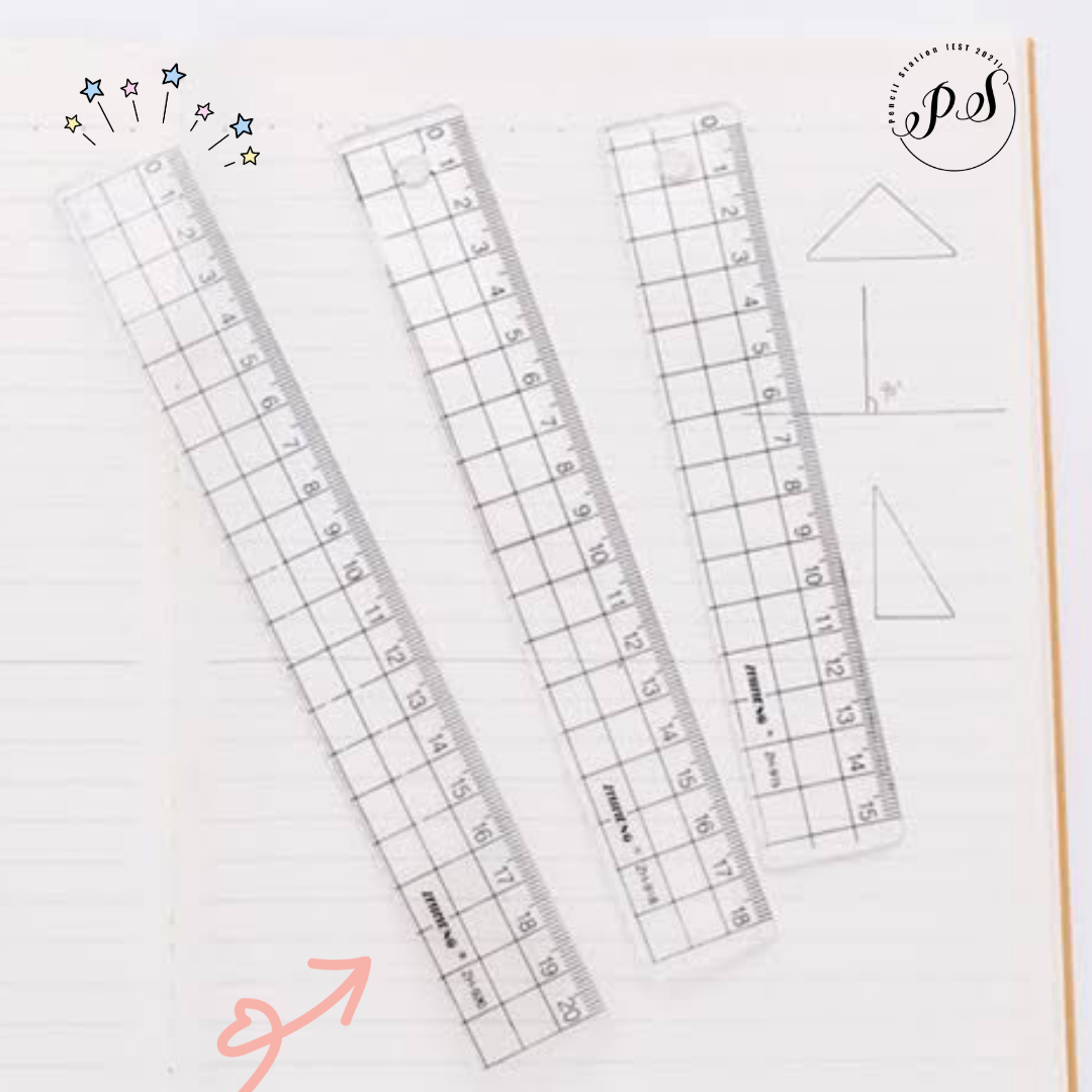 20cm Transparent Plastic Ruler with Grid