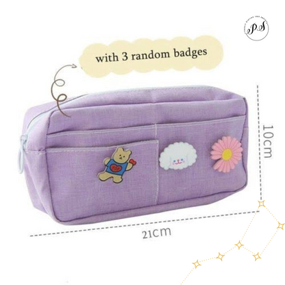 Canvas Pencil Case [With 3 Free mystery Pins]